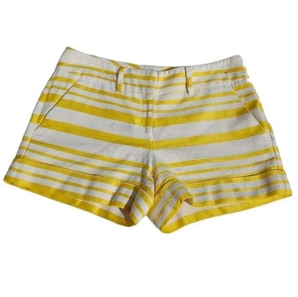 7th Ave. Design Studio New York & Co. White with Yellow Stripes Shorts Size 2 - Picture 3 of 11